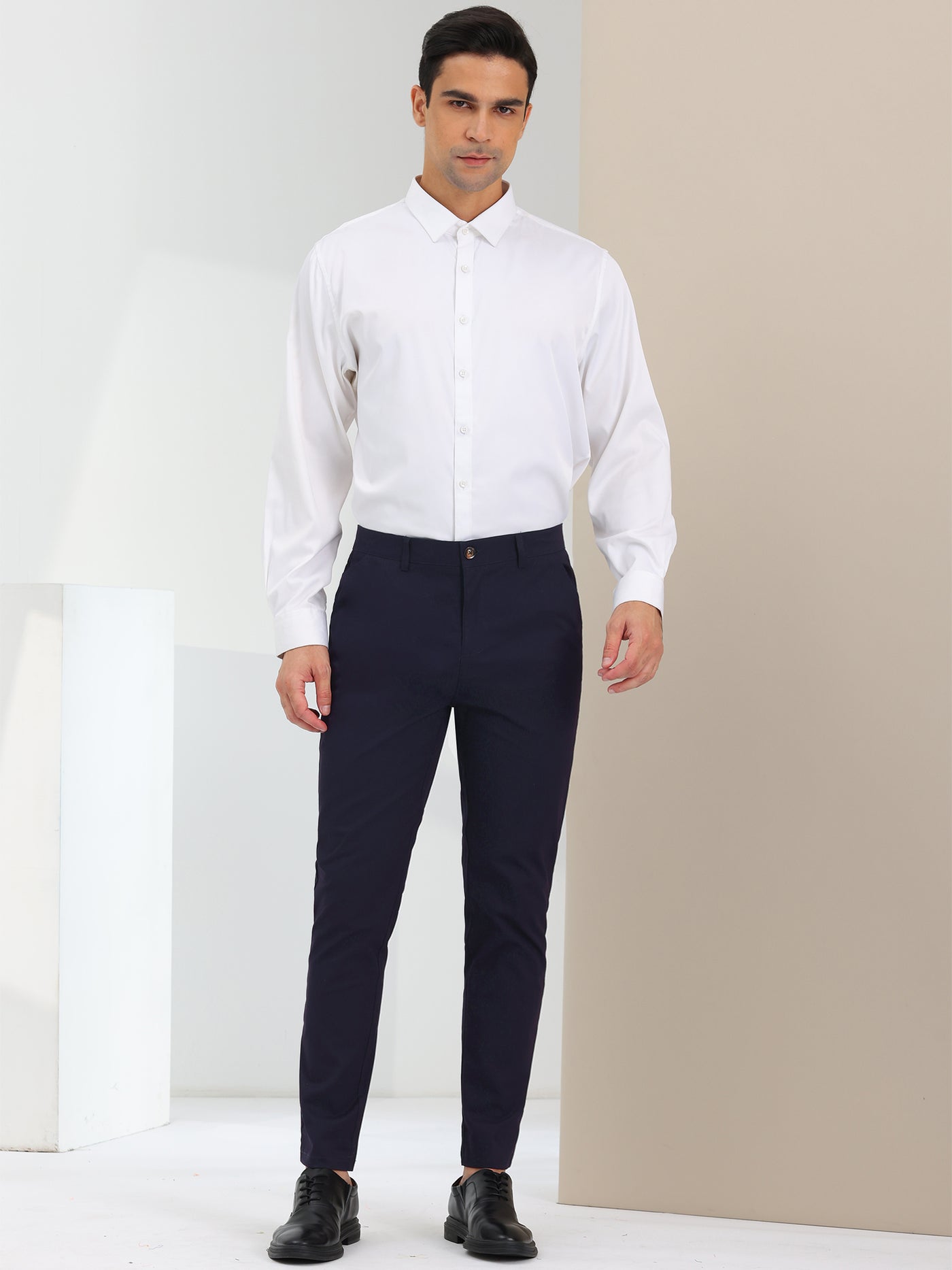 Bublédon Slim Fit Solid Color Chino Pencil Dress Trousers Pants