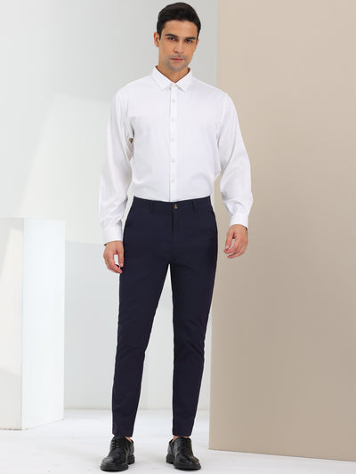 Slim Fit Solid Color Chino Pencil Dress Trousers Pants