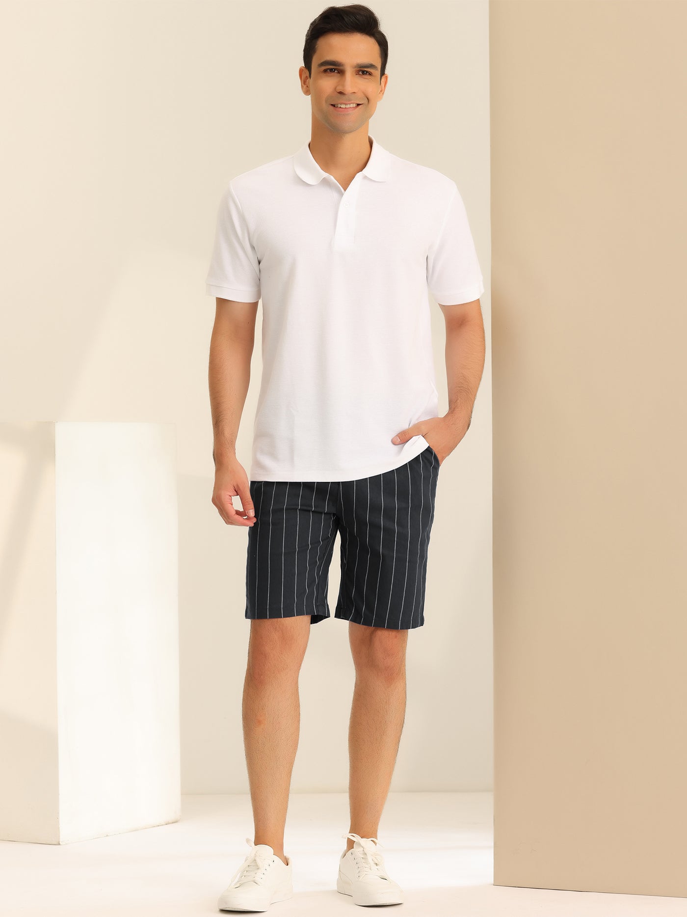 Bublédon Casual Summer Striped Flat Front Chino Shorts