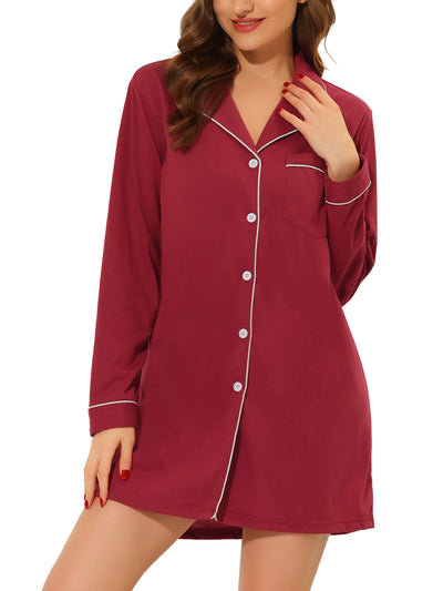 Women's Pajamas Nightshirt Button Down Shirt Dress