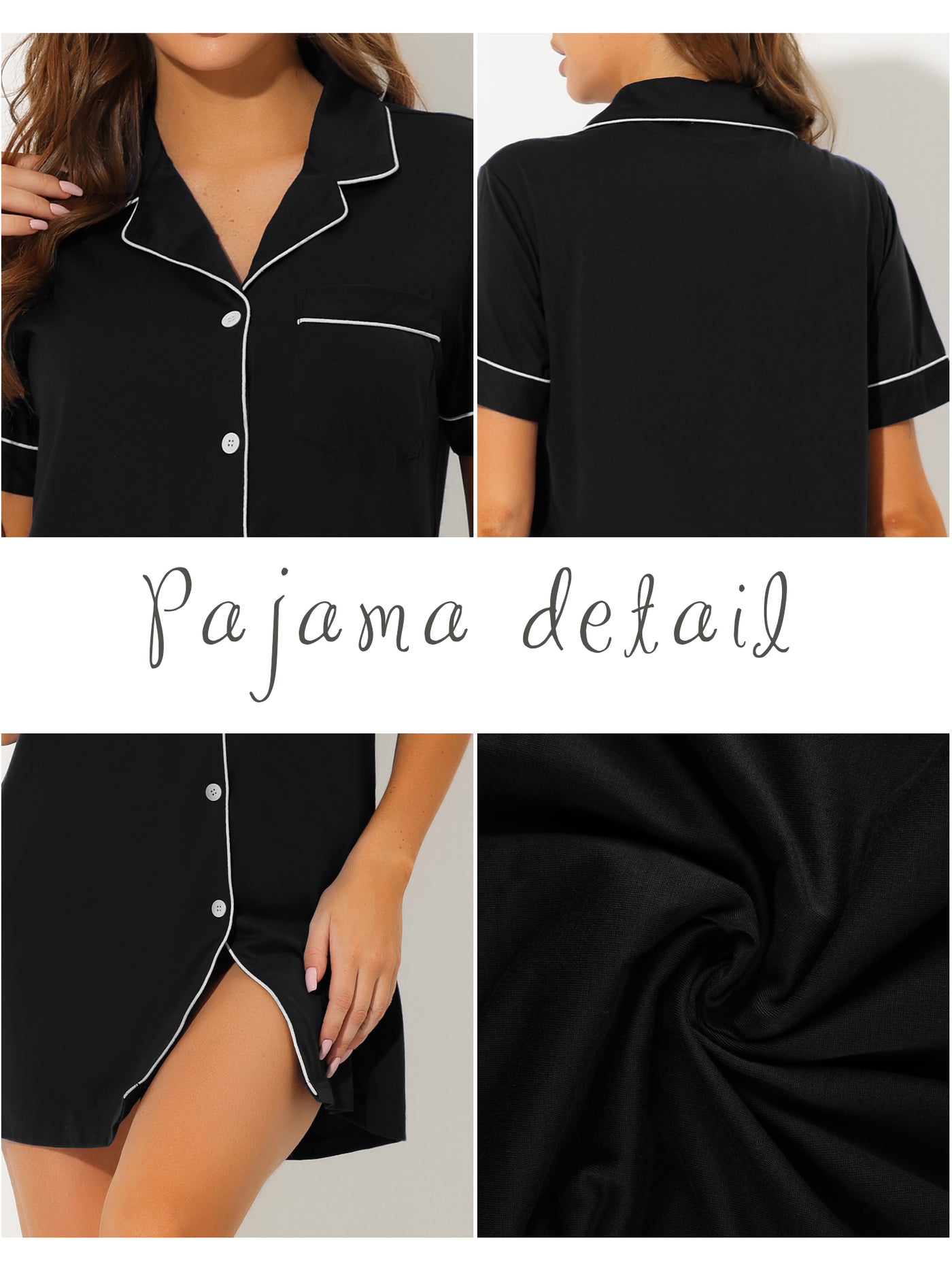 Bublédon Women's Lounge Summer Short Sleeves Button Down Pajama Shirt Dress