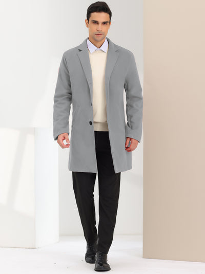 Men's Trench Coat Lapel Collar Single Breasted Warm Long Peacoat Overcoat