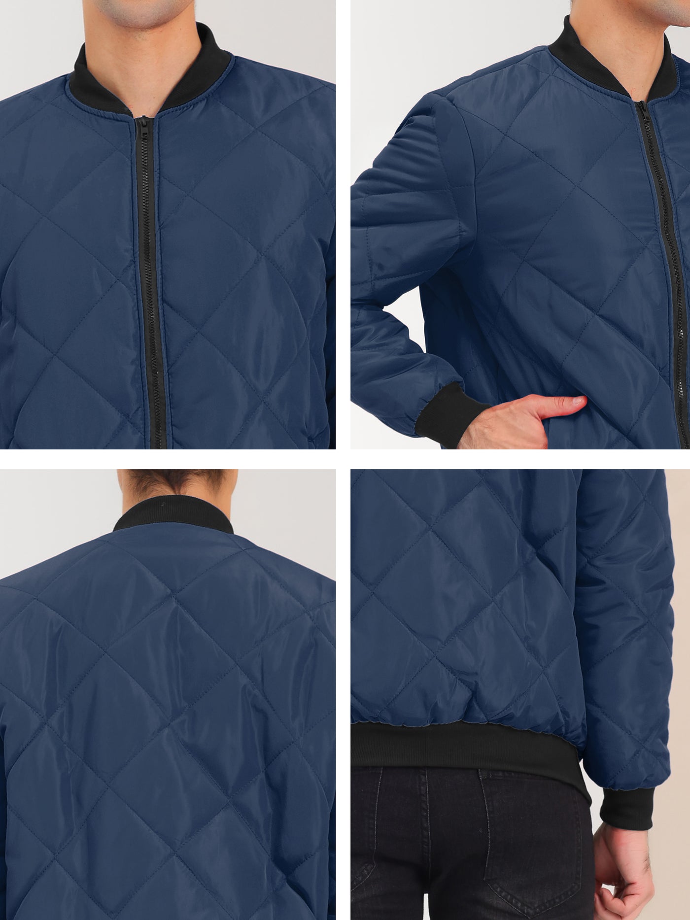 Bublédon Men's Puffer Coat Lightweight Zip Up Quilted Baseball Bomber Jacket