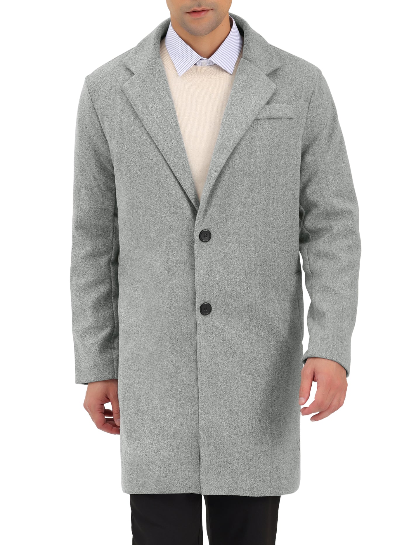 Bublédon Men's Trench Coat Single Breasted Lapel Collar Mid-Length Solid Overcoat