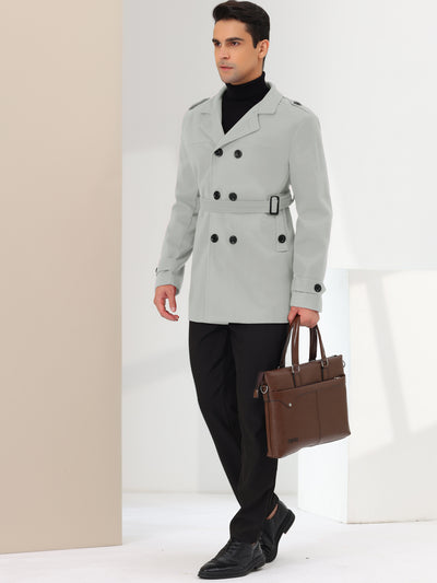Men's Overcoat Slim Fit Double Breasted Notch Lapel Trench Coat with Belt
