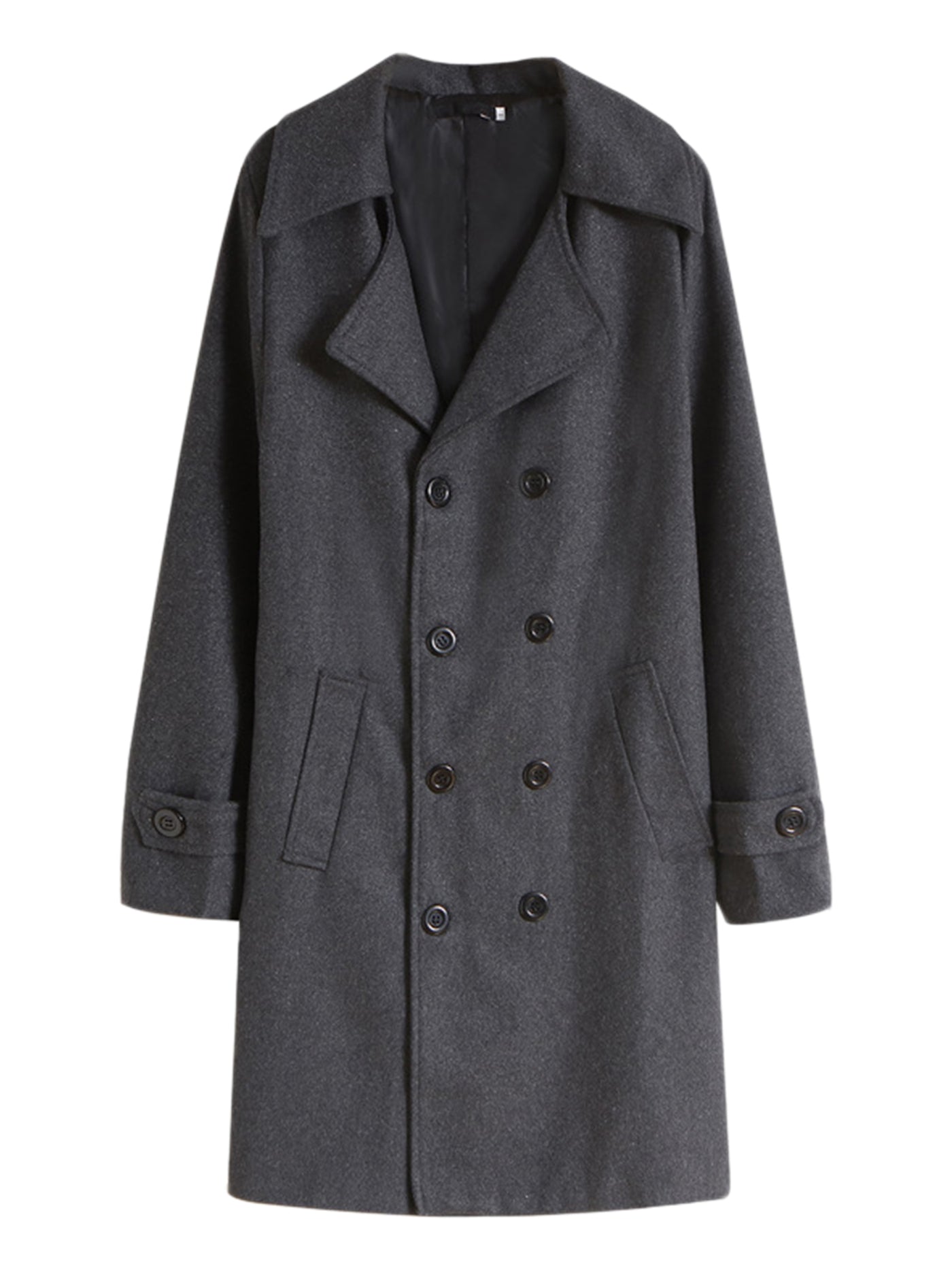 Bublédon Men's Winter Overcoat Double Breasted Lapel Collar Long Pea Coat