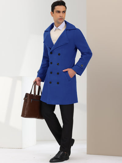 Men's Winter Overcoat Double Breasted Lapel Collar Long Pea Coat