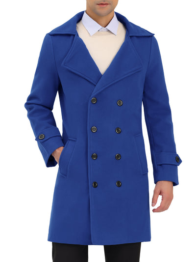 Men's Winter Overcoat Double Breasted Lapel Collar Long Pea Coat