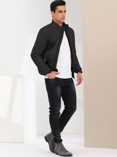 Men's Puffer Jacket Winter Warm Full Zip Stand Collar Quilting Coat