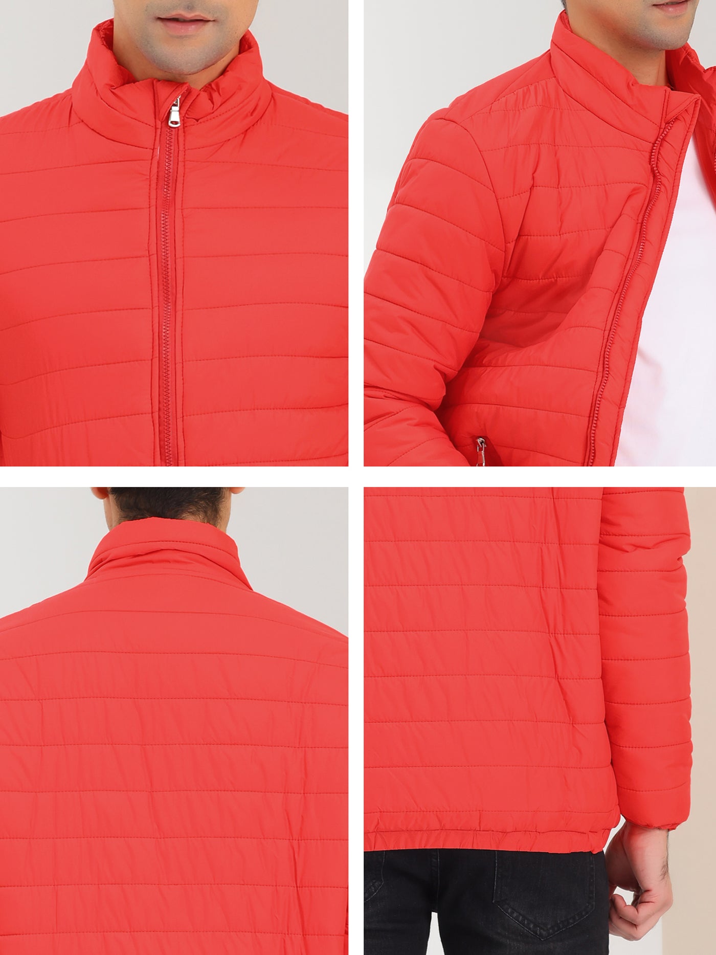 Bublédon Men's Puffer Jacket Winter Warm Full Zip Stand Collar Quilting Coat
