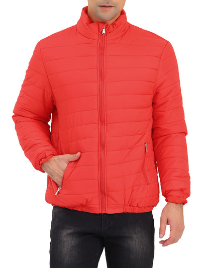 Men's Puffer Jacket Winter Warm Full Zip Stand Collar Quilting Coat