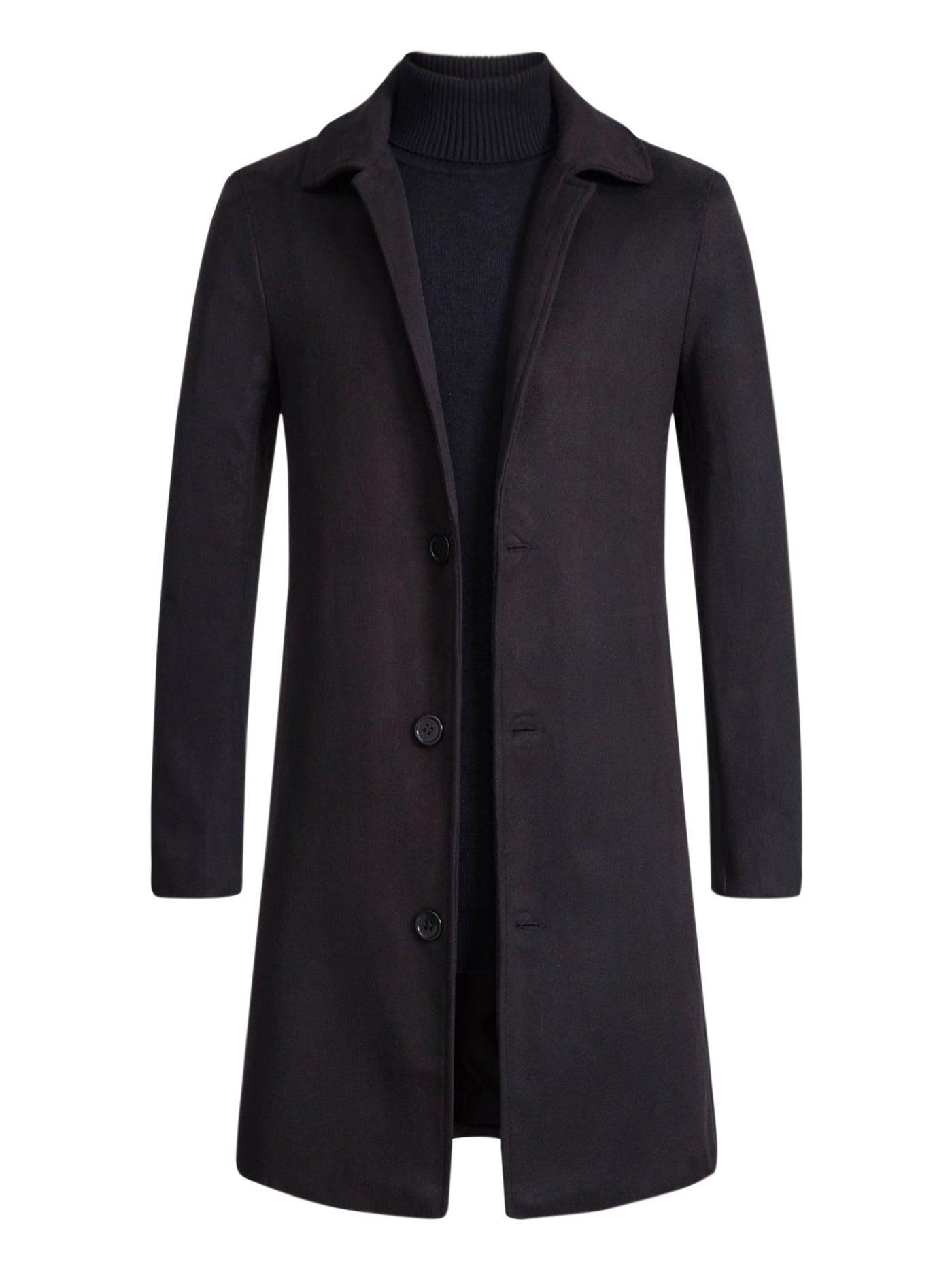 Bublédon Men's Winter Pea Coat Slim Fit Single Breasted Long Trench Coats Overcoat