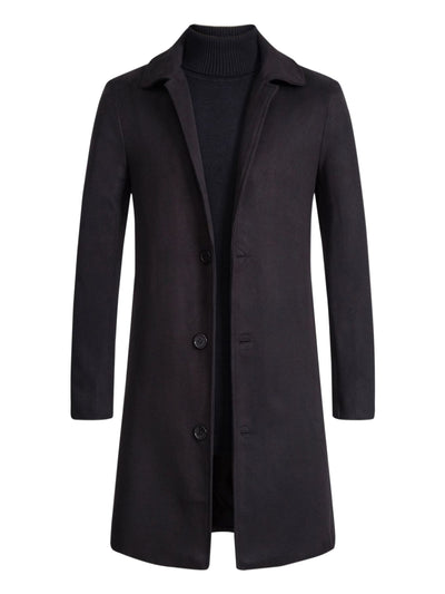 Men's Winter Pea Coat Slim Fit Single Breasted Long Trench Coats Overcoat