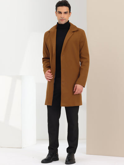 Men's Winter Pea Coat Slim Fit Single Breasted Long Trench Coats Overcoat