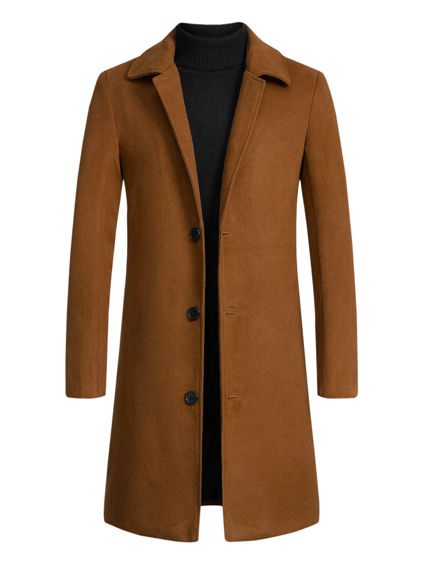 Bublédon Men's Winter Pea Coat Slim Fit Single Breasted Long Trench Coats Overcoat