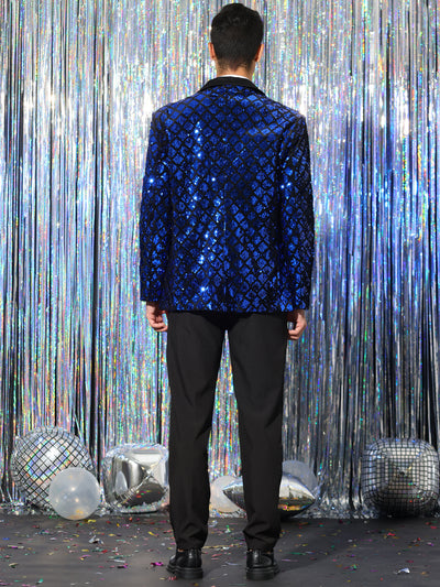 Men's Sequin Blazer Tuxedo Prom Party Shiny Glitter Sports Coat Suit Jacket