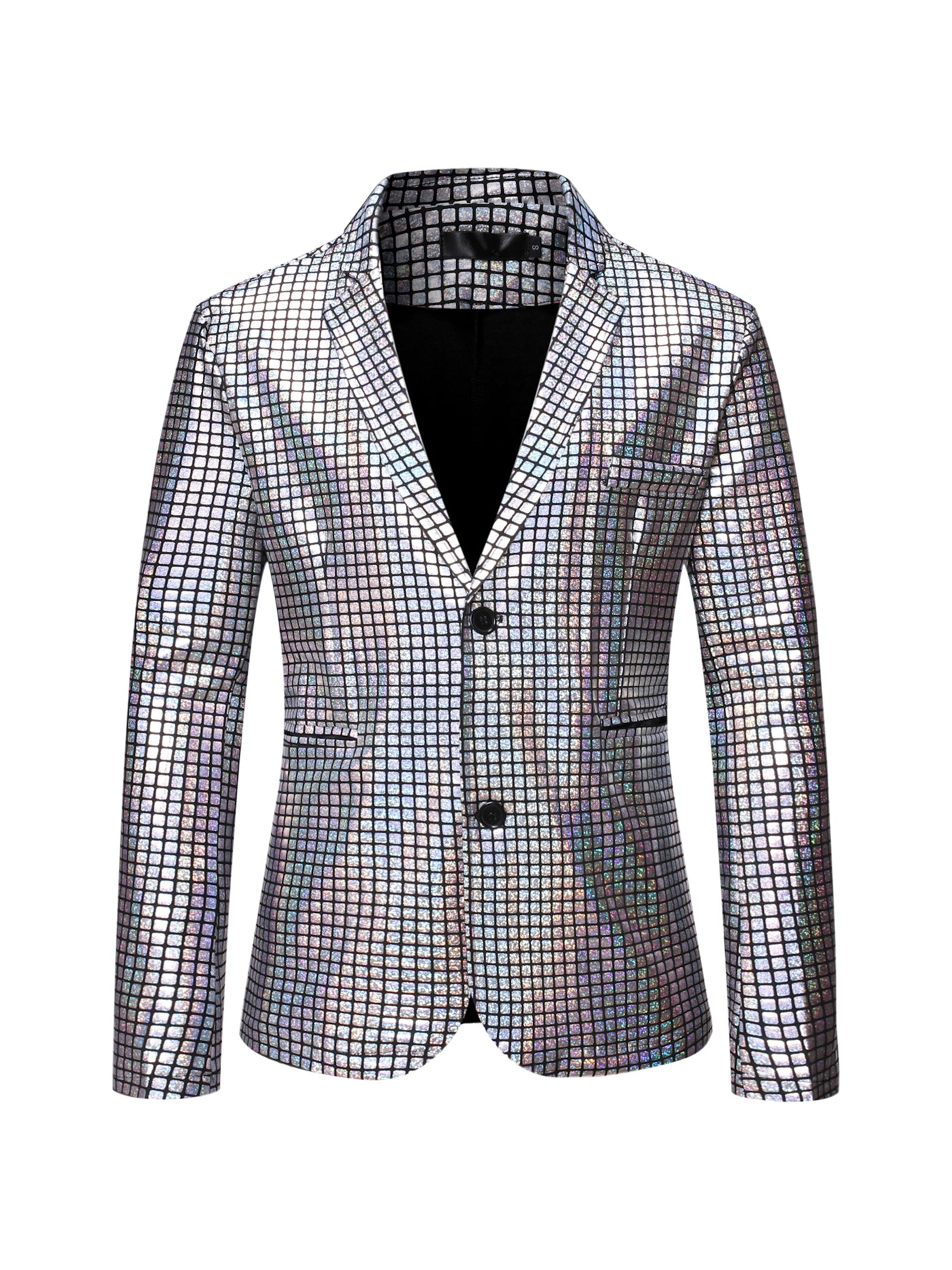 Bublédon Men's Sequin Blazer Slim Fit Two Button Disco Party Metallic Sport Coat