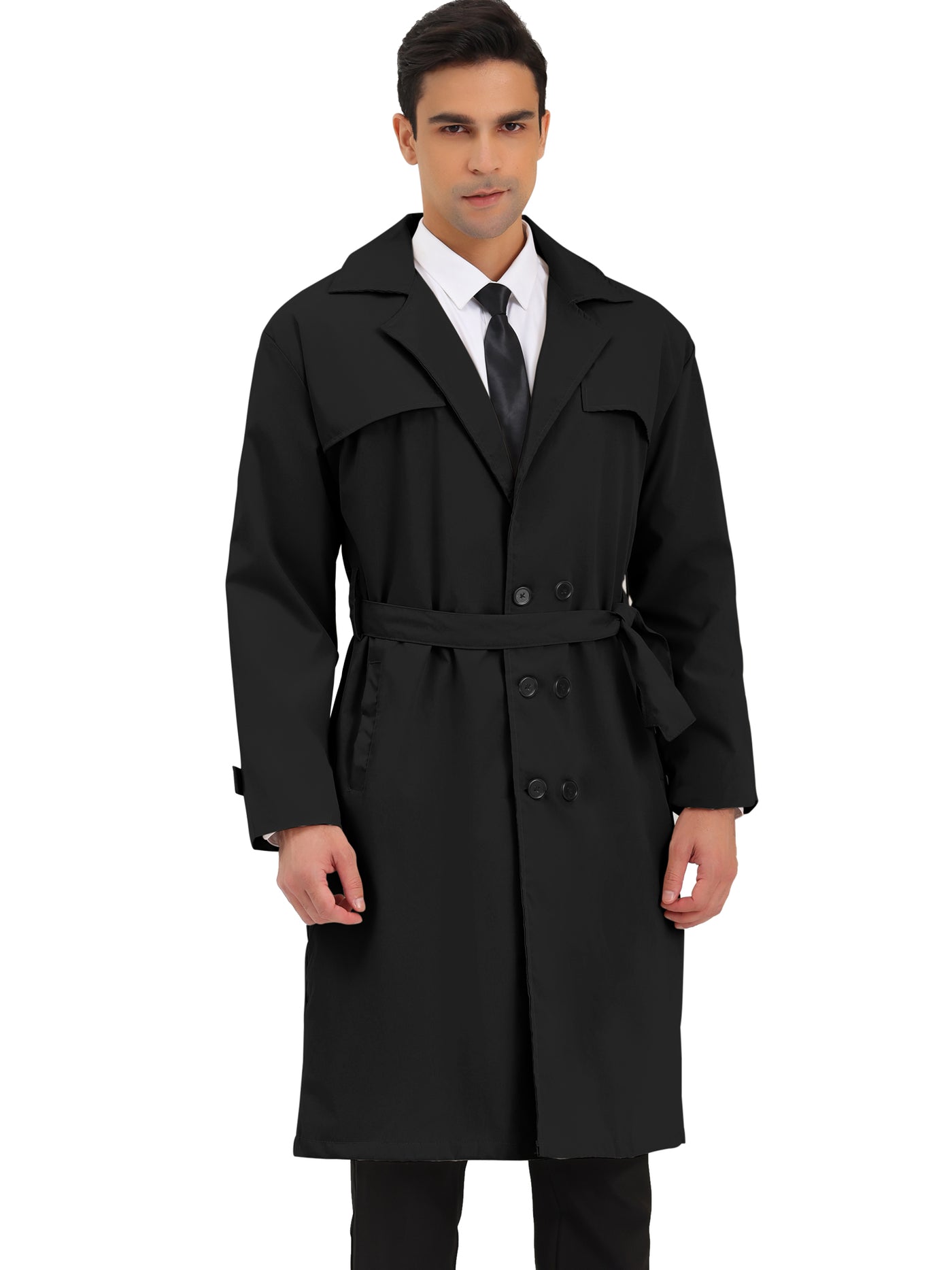 Bublédon Men's Trench Coat Double Breasted Lightweight Belted Long Windbreaker Jacket Overcoat