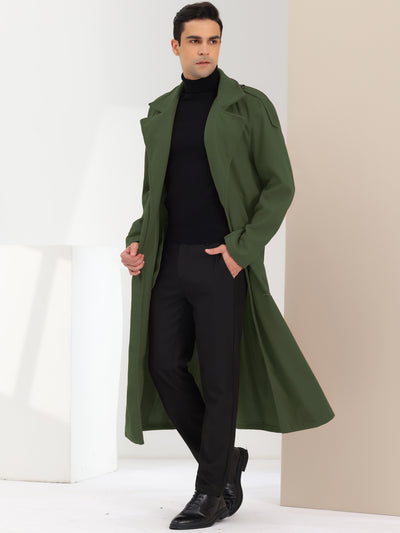 Men's Winter Pea Coat Notch Lapel Double Breasted Solid Color Overcoat