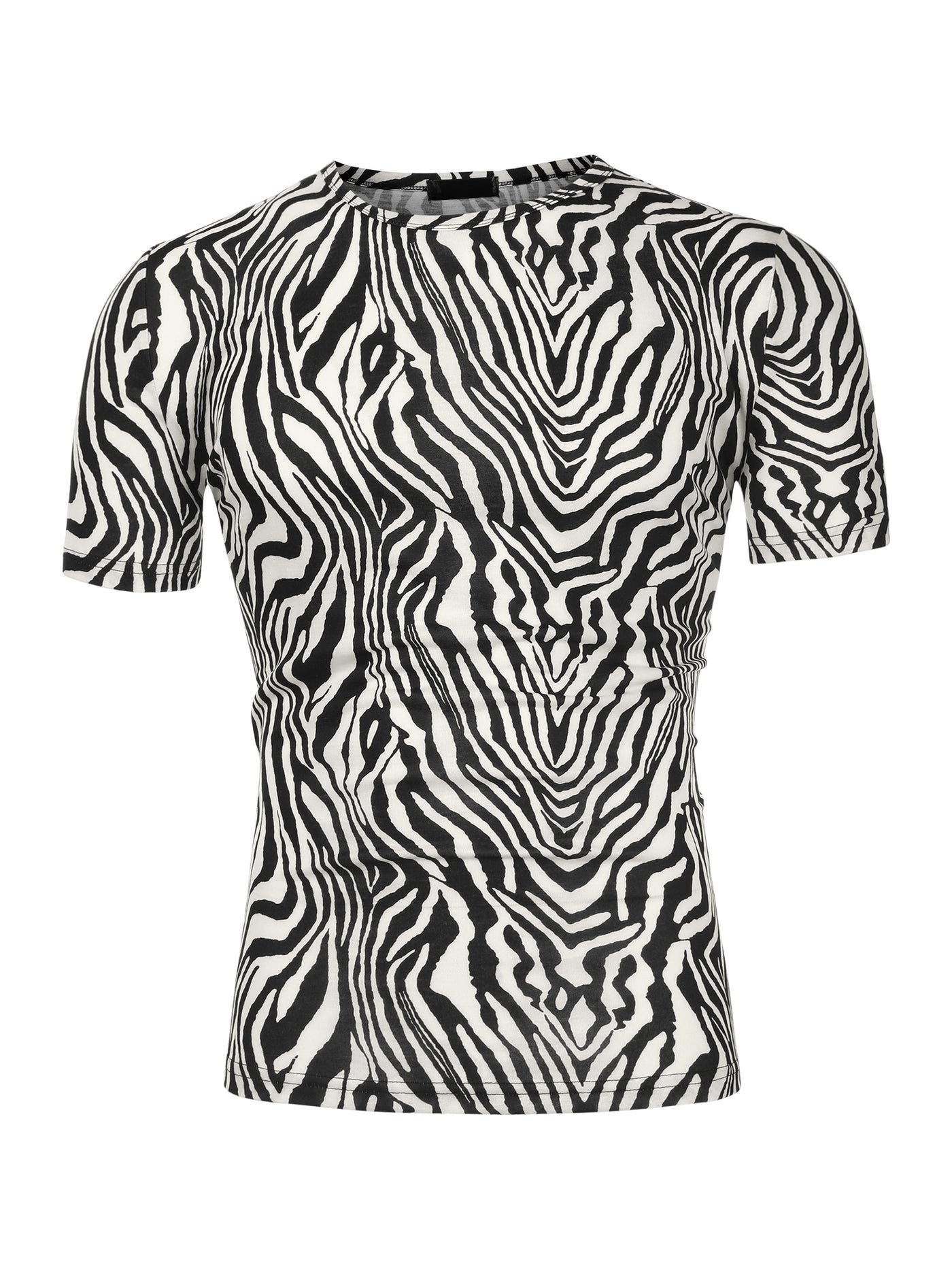 Bublédon Short Sleeve Crew Neck Stretchy Leopard Print T-shirt
