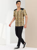 Leopard Print V Neck PU Panel Short Sleeve T-shirts