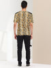 Leopard Print V Neck PU Panel Short Sleeve T-shirts