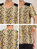 Leopard Print V Neck PU Panel Short Sleeve T-shirts