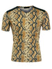 Leopard Print V Neck PU Panel Short Sleeve T-shirts