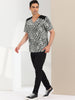 Leopard Print V Neck PU Panel Short Sleeve T-shirts