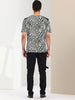 Leopard Print V Neck PU Panel Short Sleeve T-shirts