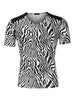 Leopard Print V Neck PU Panel Short Sleeve T-shirts