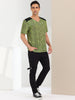 Leopard Print V Neck PU Panel Short Sleeve T-shirts
