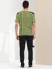 Leopard Print V Neck PU Panel Short Sleeve T-shirts