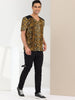 Leopard Print V Neck PU Panel Short Sleeve T-shirts