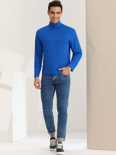 Men's Turtleneck Shirt Slim Fit Long Sleeves Solid Color Pullover T-Shirt Top