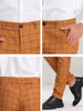 Flat Front Plaid Print Business Checked Dress Pants