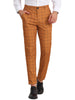 Flat Front Plaid Print Business Checked Dress Pants