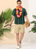 Linen Short Sleeve Button Color Block Henley Shirts
