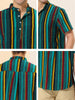 Linen Short Sleeve Button Color Block Henley Shirts