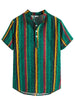 Linen Short Sleeve Button Color Block Henley Shirts