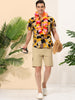 Linen Short Sleeve Button Color Block Henley Shirts