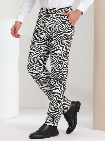 Men's Animal Printed Flat Front Party Prom Dress Pants