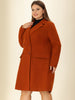 Plus Size Notched Lapel Double Breasted Winter Long Coat