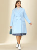 Plus Size Notched Lapel Double Breasted Winter Long Coat