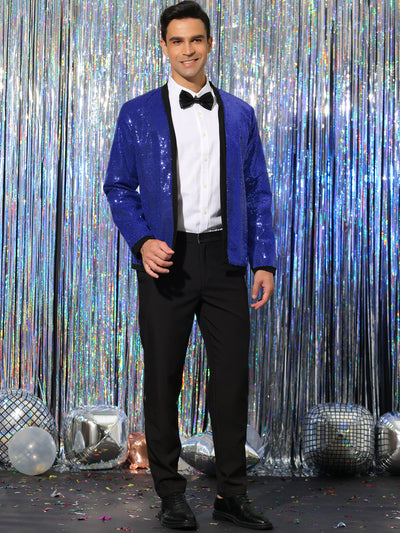 Men's Sequin Cardigan Sparkle Open Front Disco Party Glitter Jacket
