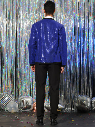 Men's Sequin Cardigan Sparkle Open Front Disco Party Glitter Jacket