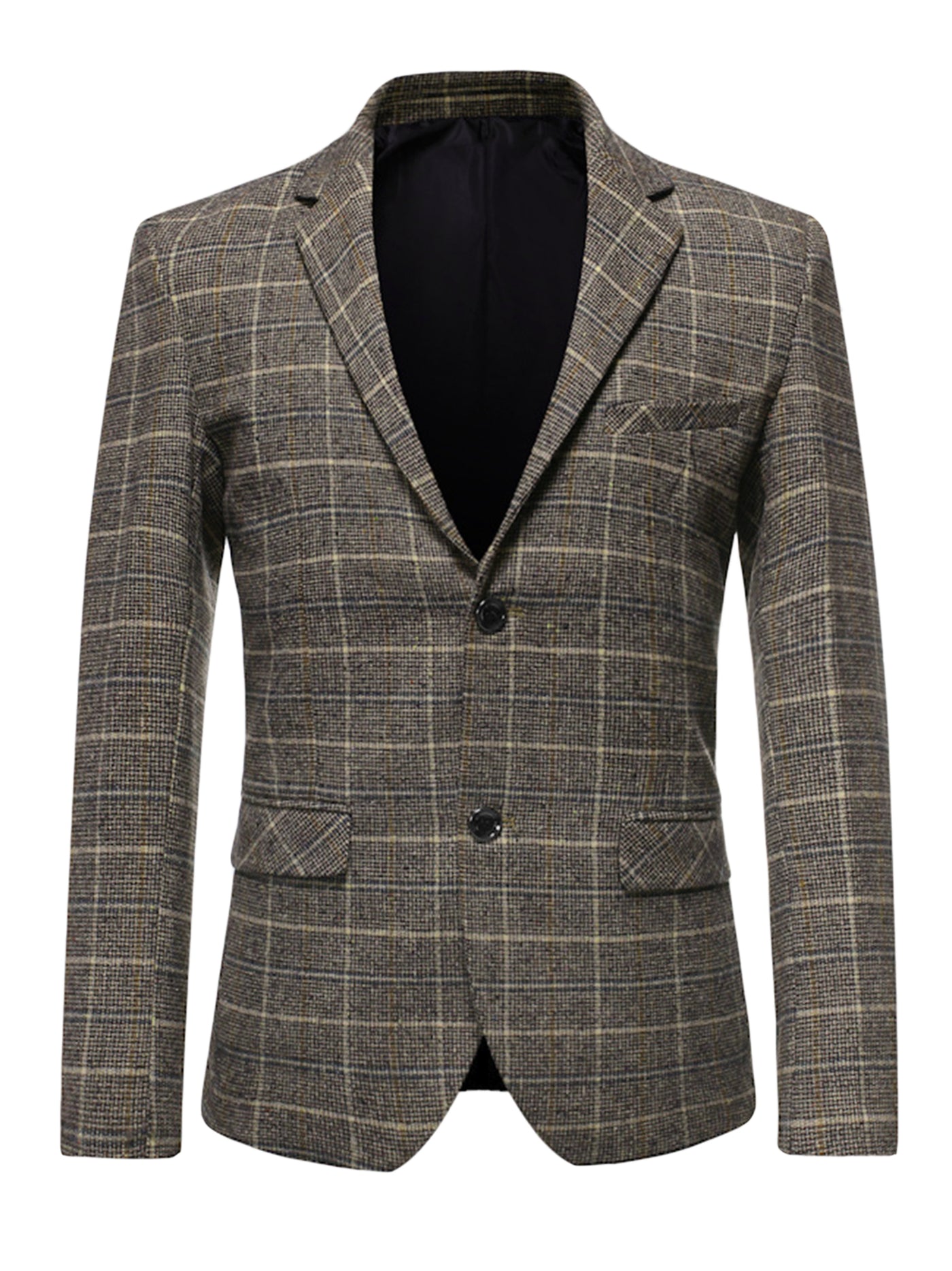 Bublédon Men's Plaid Dress Blazer One Button Checked Suit Jacket Sports Coat