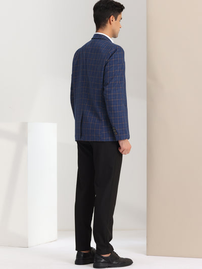 Men's Plaid Blazer Lapel Collar Slim Fit Checked Print Sport Coats