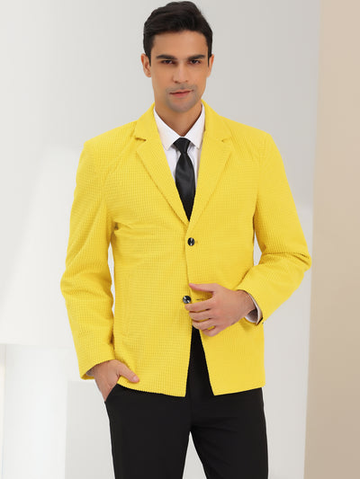 Men's Corduroy Sports Coat Slim Fit Lapel Collar Solid Prom Blazer Suit Jacket