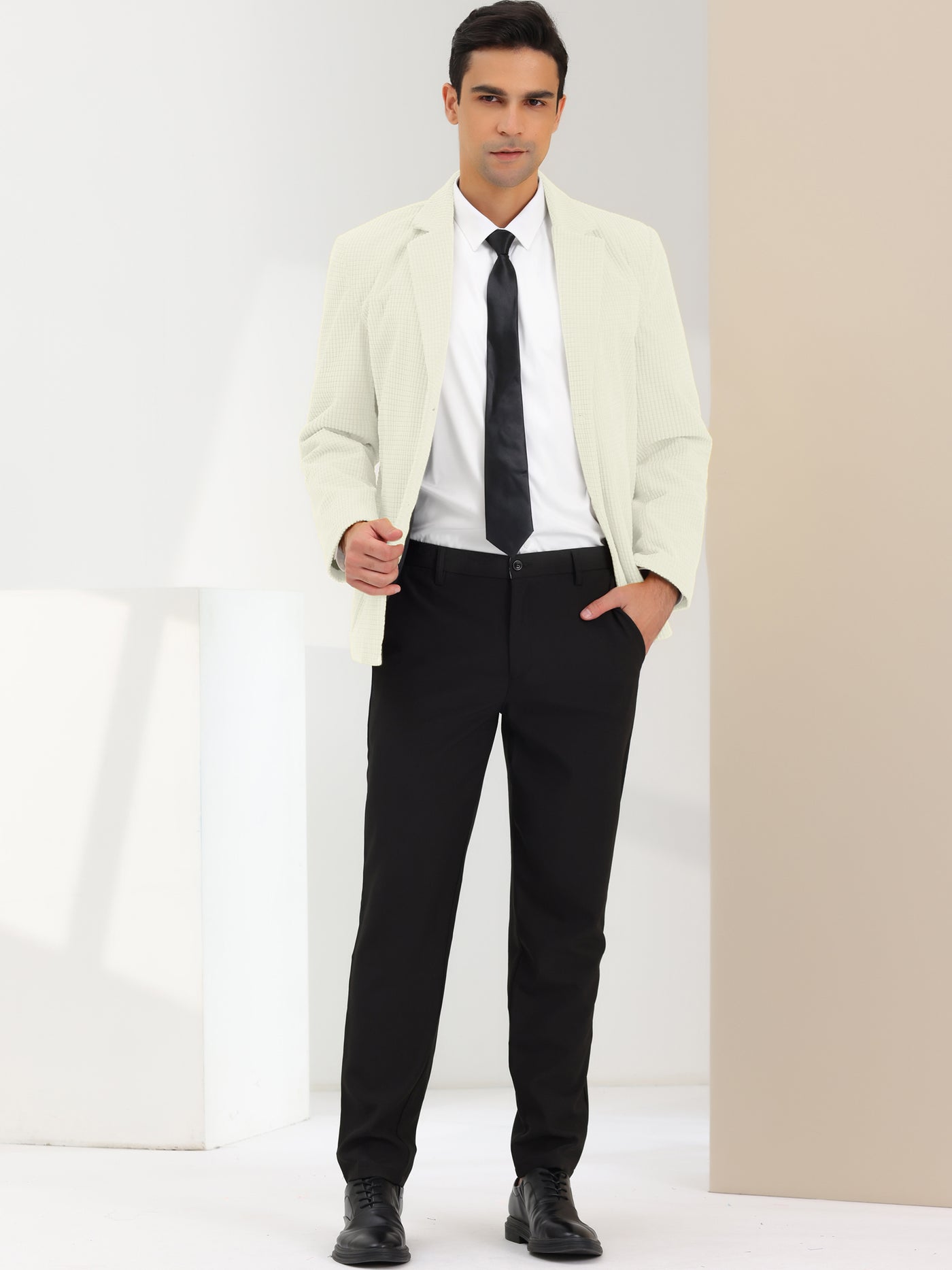 Bublédon Men's Corduroy Sports Coat Slim Fit Lapel Collar Solid Prom Blazer Suit Jacket